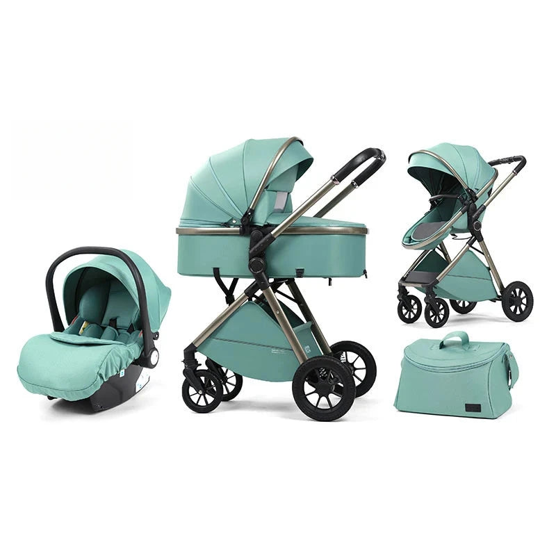Luxurious High-view Children's Stroller That Can Sit and Lie Down on The Baby's Two-way Baby Stroller GlowCart