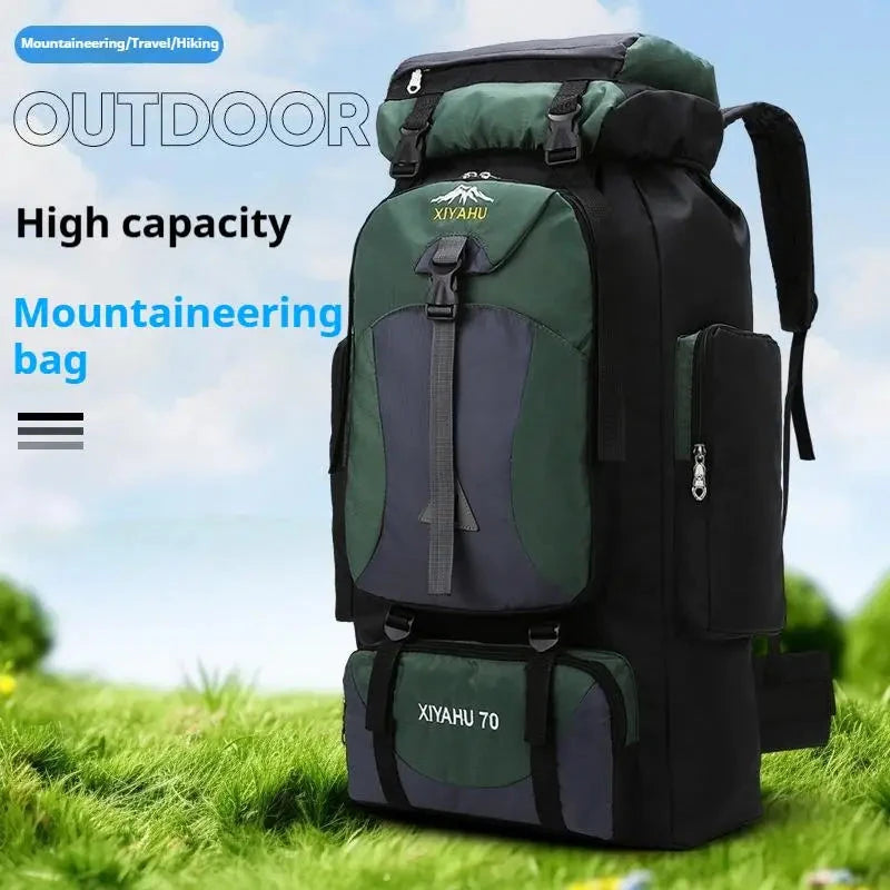 70L Travel Backpack Camping Men Large Hiking Bag Nylon GlowCart