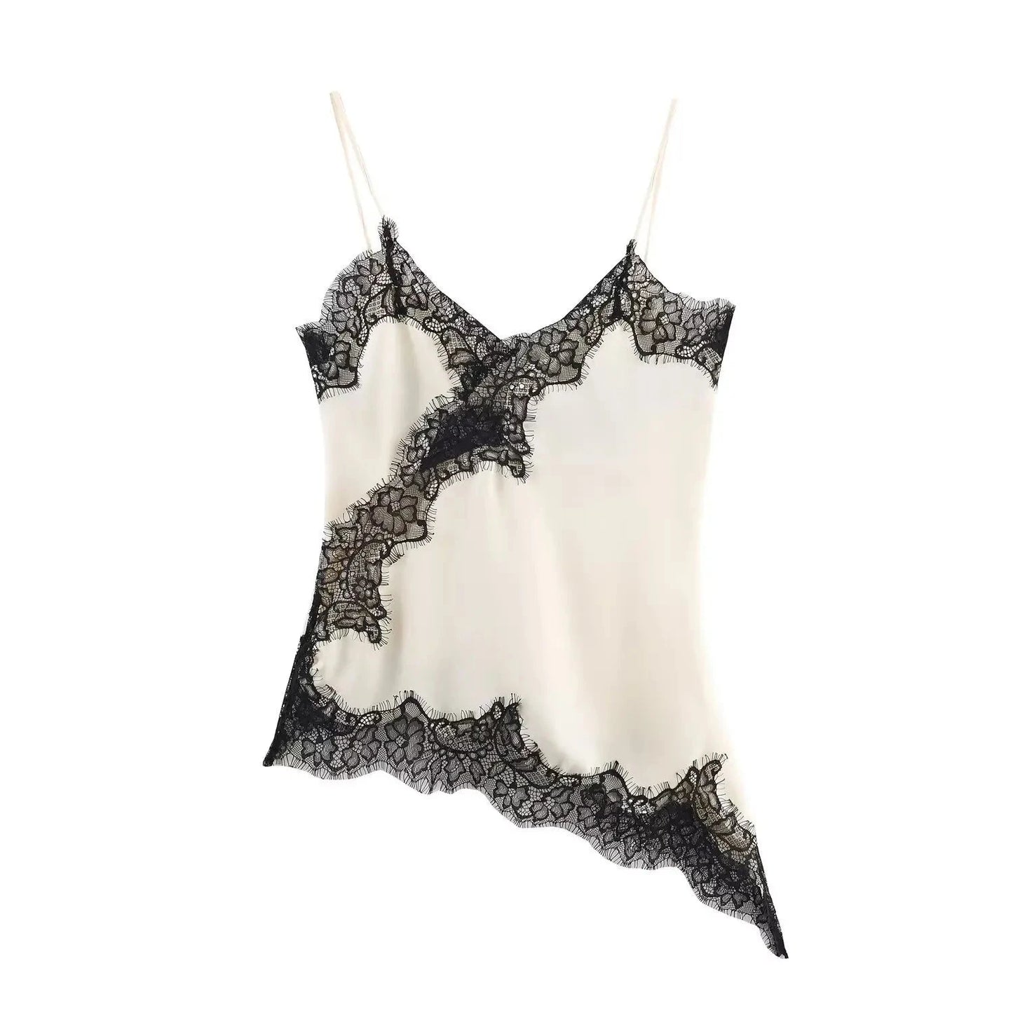 Sexy Lace Patchwork Sling Dress Women Satin Off-shoulder GlowCart