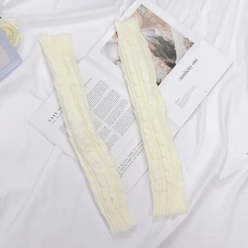 Women's Winter Mitten Knitted Arm Warmers Long Fingerless GlowCart