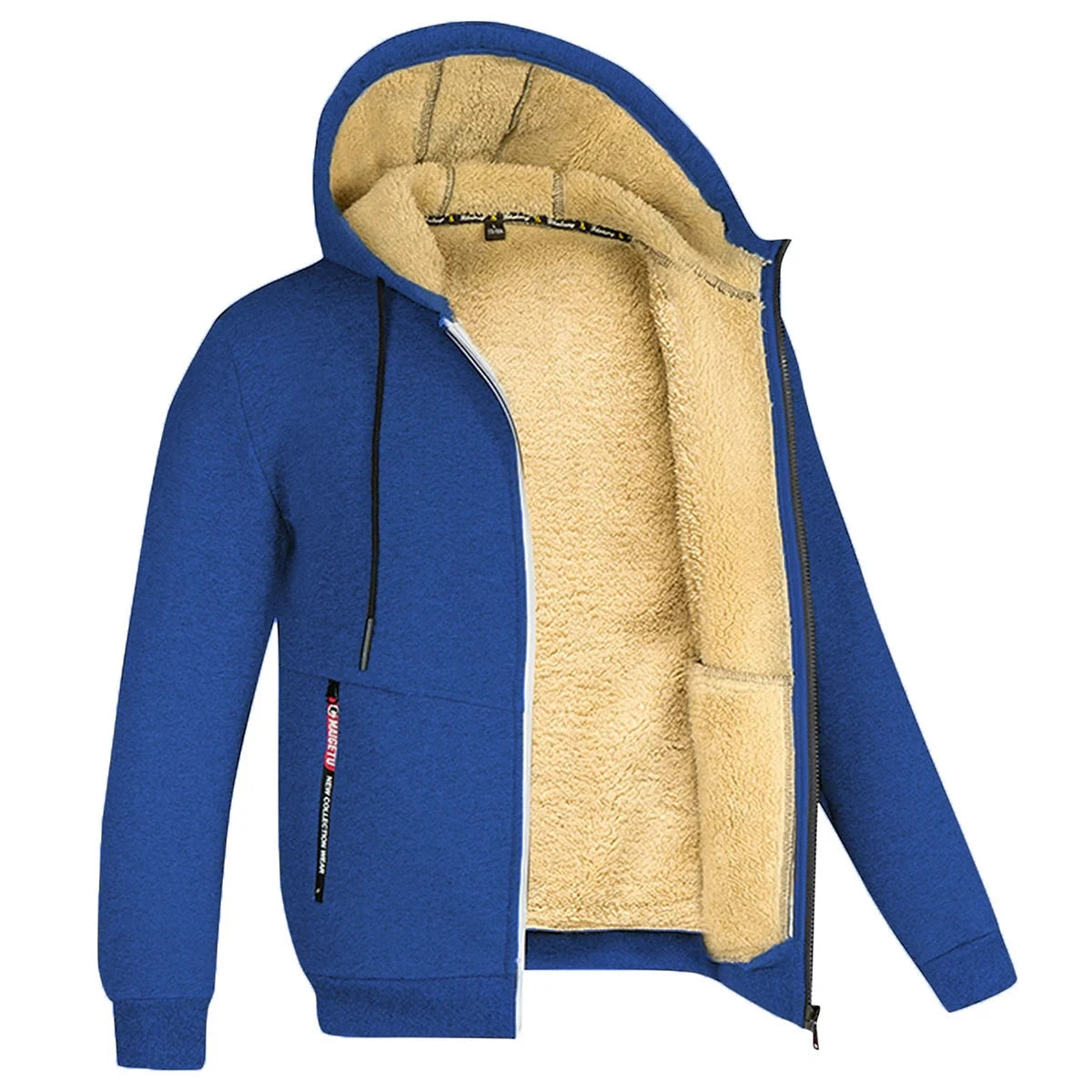 Trendy Sweatshirt Coat Front Pockets Warm Zipper Lamb Wool GlowCart