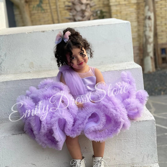 Customized Purple Flower Girl Dress For Wedding Applique GlowCart