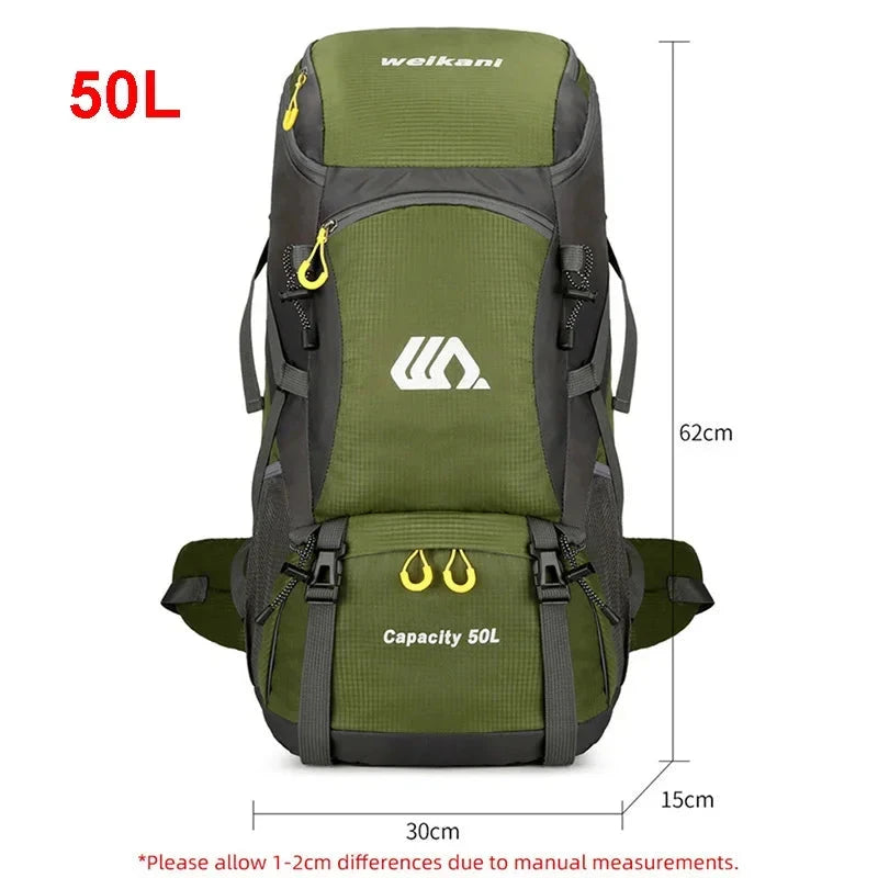 50L Travel Backpack Camping Men Large Hiking Bag Tourist GlowCart
