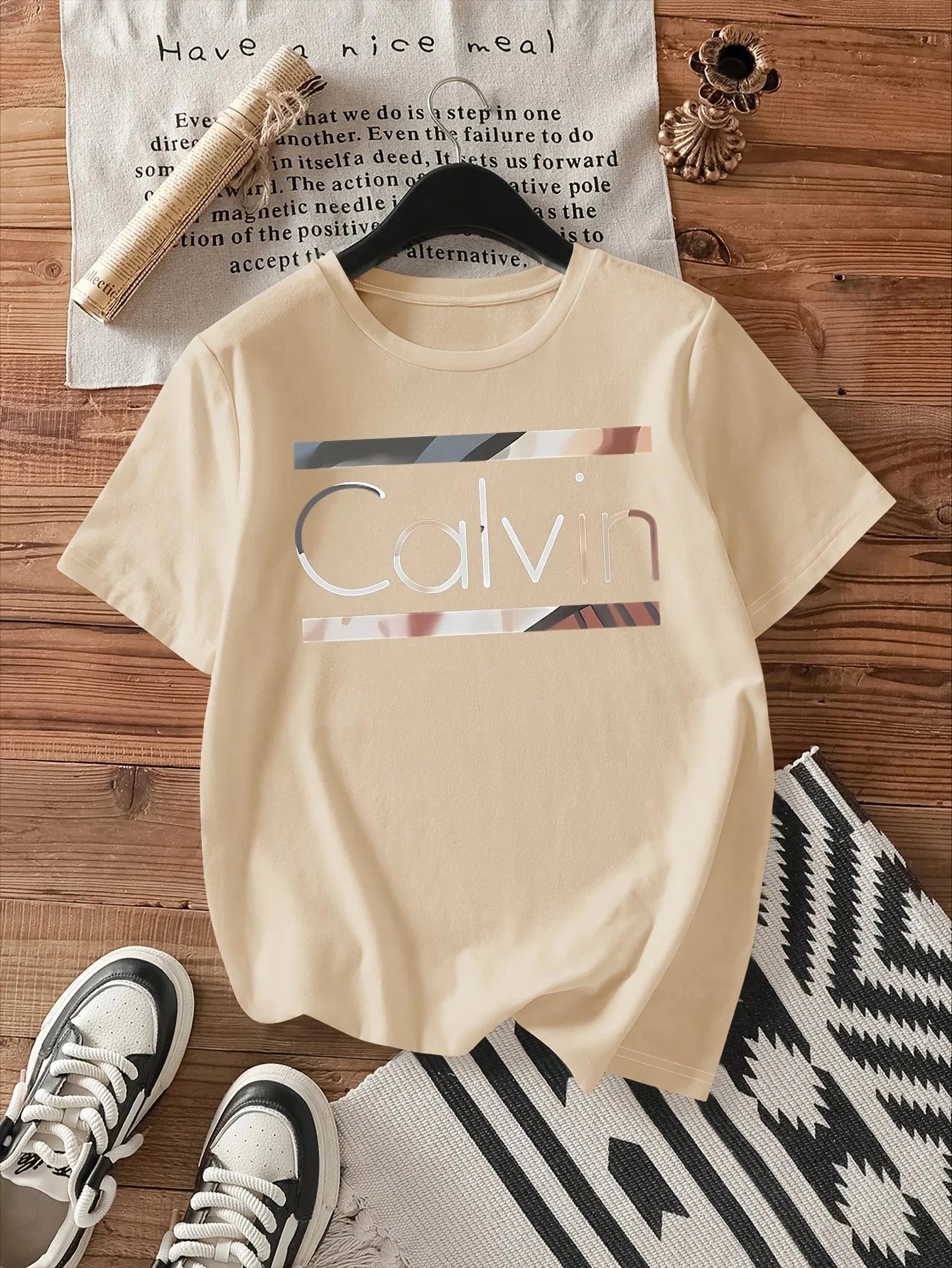 Women's Summer 100% Cotton Fashion Casual Calvin Letter GlowCart