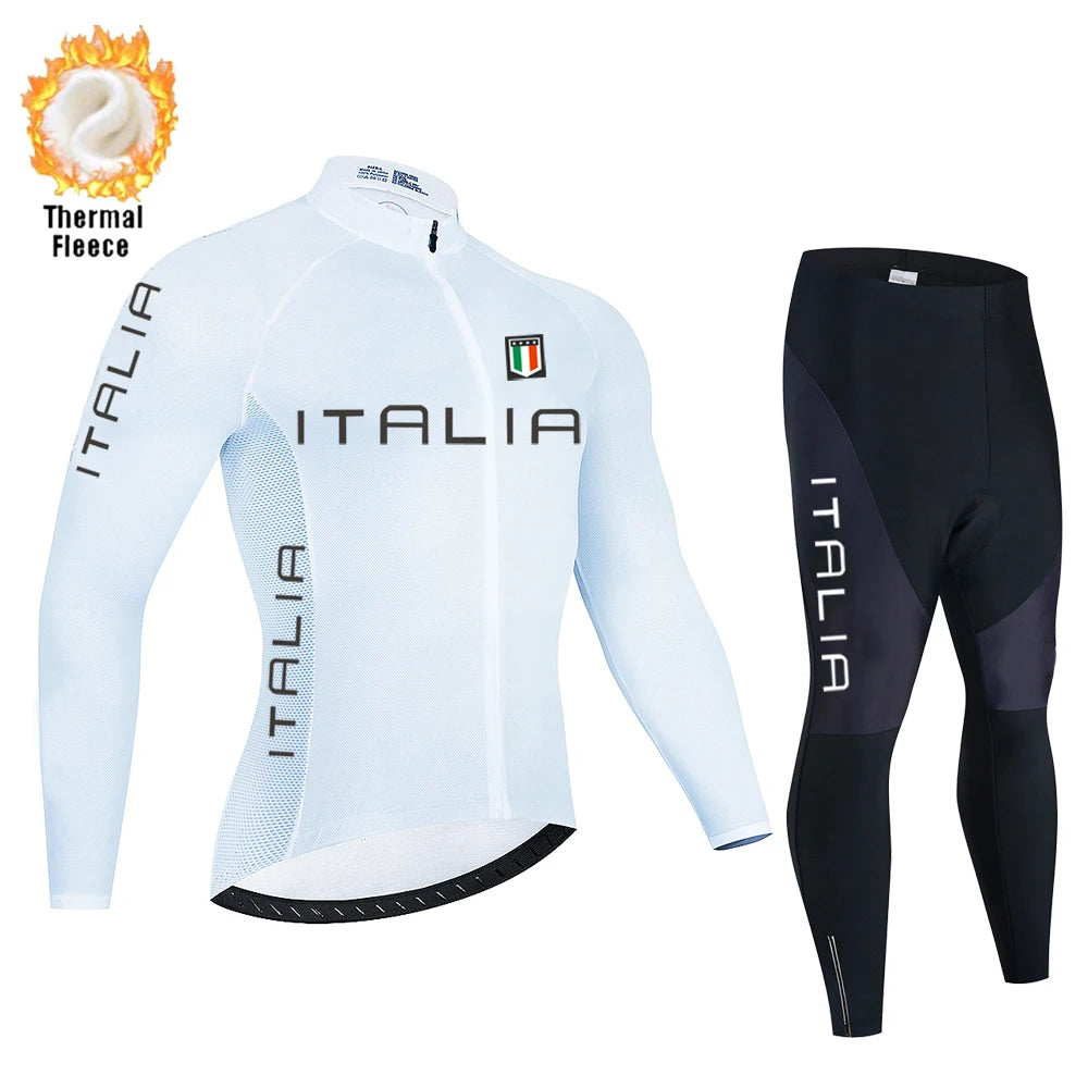 2026 New Winter Thermal Fleece Cycling Jersey Set Long Sleeve MTB Racing Bike Jersey Suit For Men Bib Pants Set Cycling Clothing GlowCart
