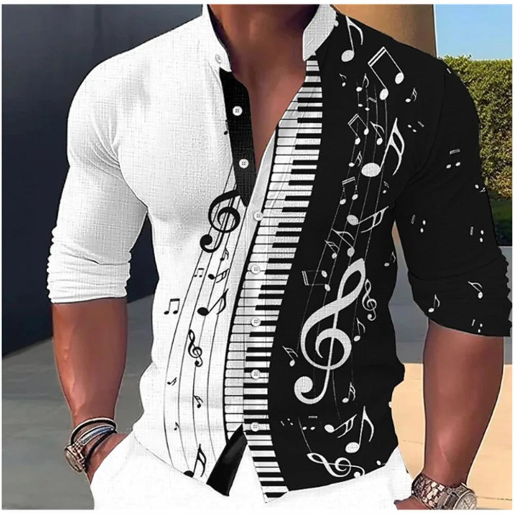 2023 Fashion and Fashion Standing Neck Shirt Men's Long Sleeve Shirt Casual Outdoor Party Soft and Comfortable Fabric Button Top GlowCart