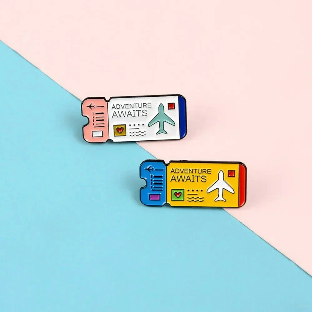 Creative Metal Badge Brooch Fashion All Match Flight Ticket GlowCart