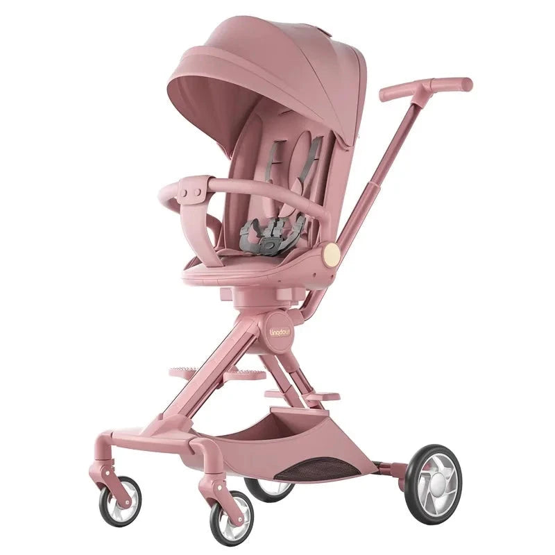 Baby Stroller Can Sit or Lie Down a Button Folding Lightweight Carrying High Landscape Mobile Dining Chair Two-way Stroller GlowCart