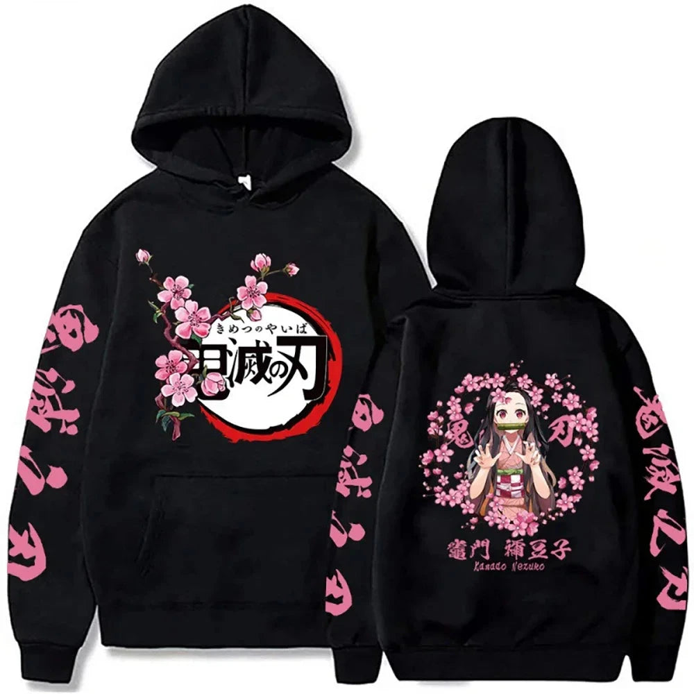 Harajuku Demon Slayer Plus Size Hoodie Kamado Nezuko Graphic GlowCart
