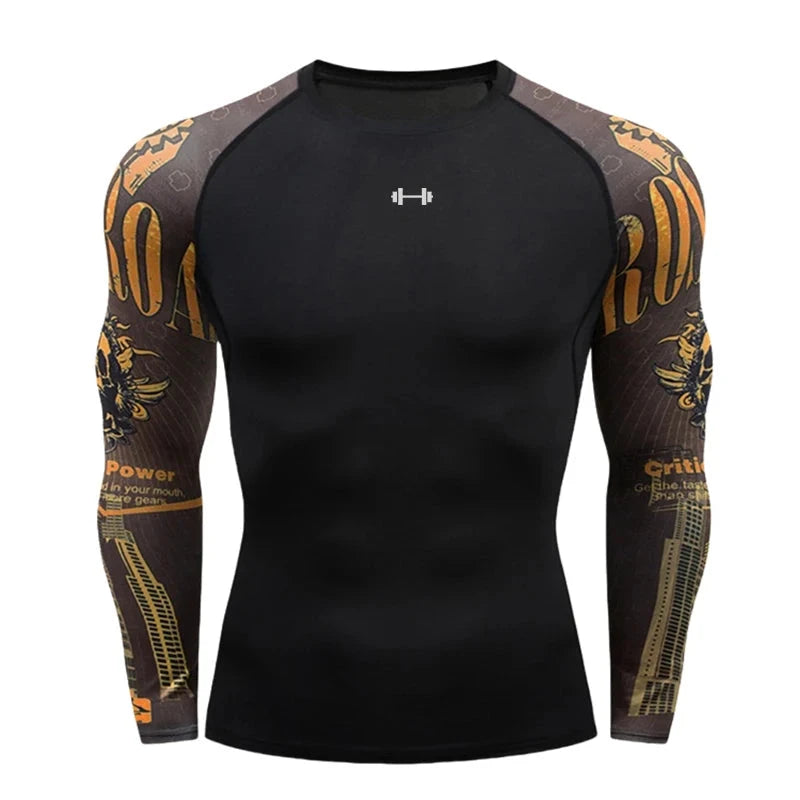 Gym Compression Dry Fit Men's Long Sleeves Fitness T-shirt Spring And Autumn Outdoor Sports Running Tees Sportswear Tops T-shirt GlowCart
