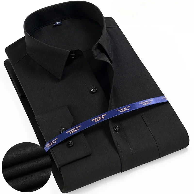 Men Shirt Long Sleeve Solid Basic Formal Dress Shirts GlowCart