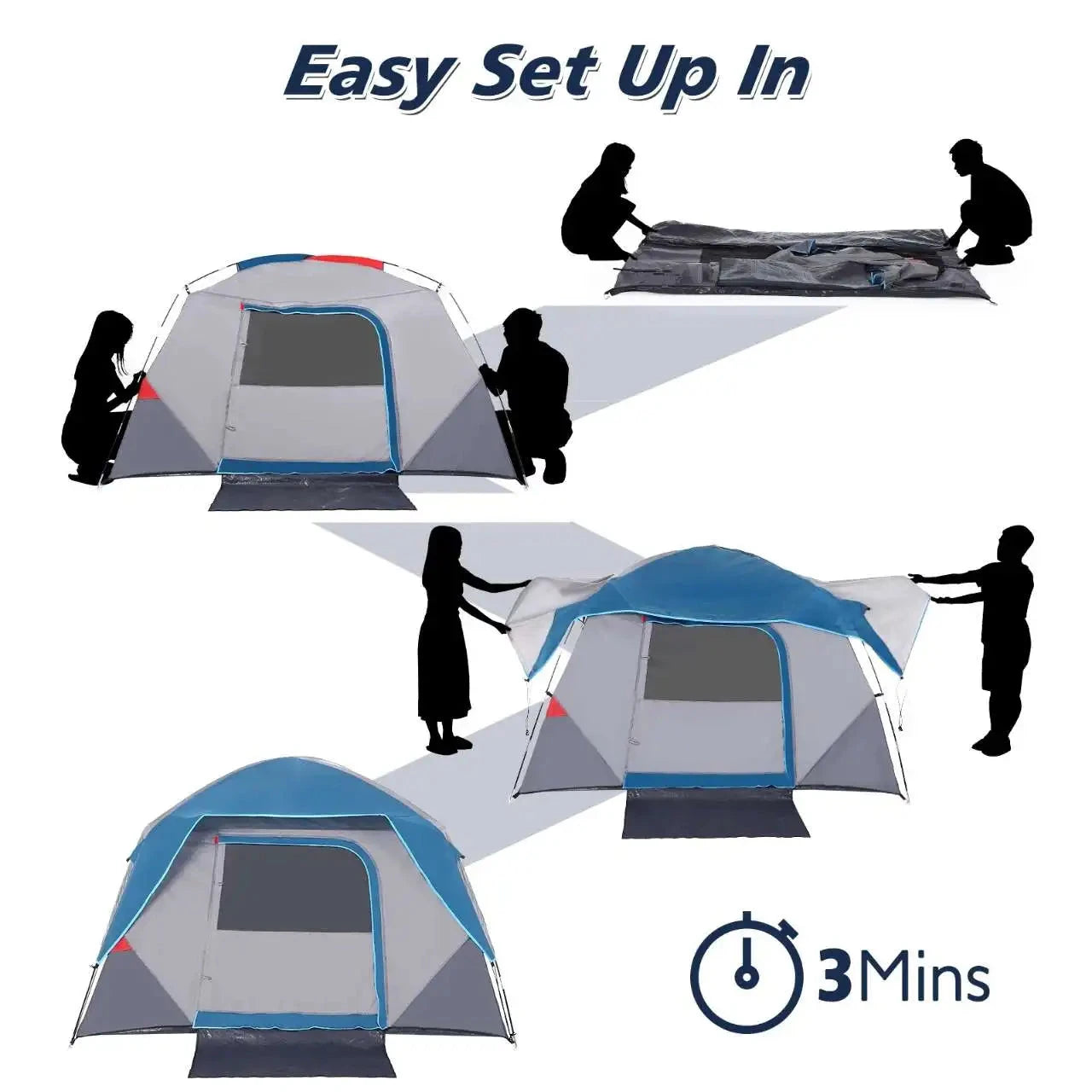 Camping Tent Outdoors Trip Tent Easy Set up Camping Tent 4 GlowCart