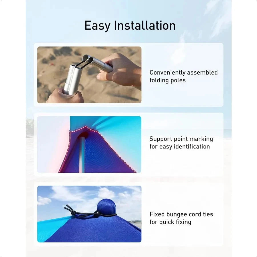 Beach Tent Sun Shelter 11x11ft UPF50+ Protection Beach GlowCart