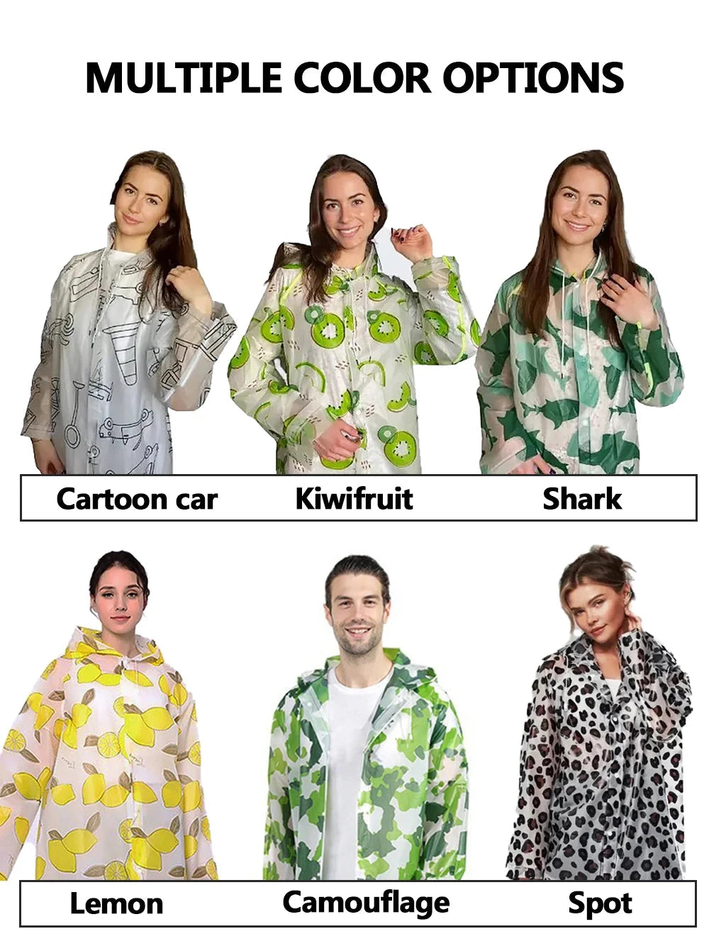 A variety of patterns of adult raincoats, sturdy and durable GlowCart