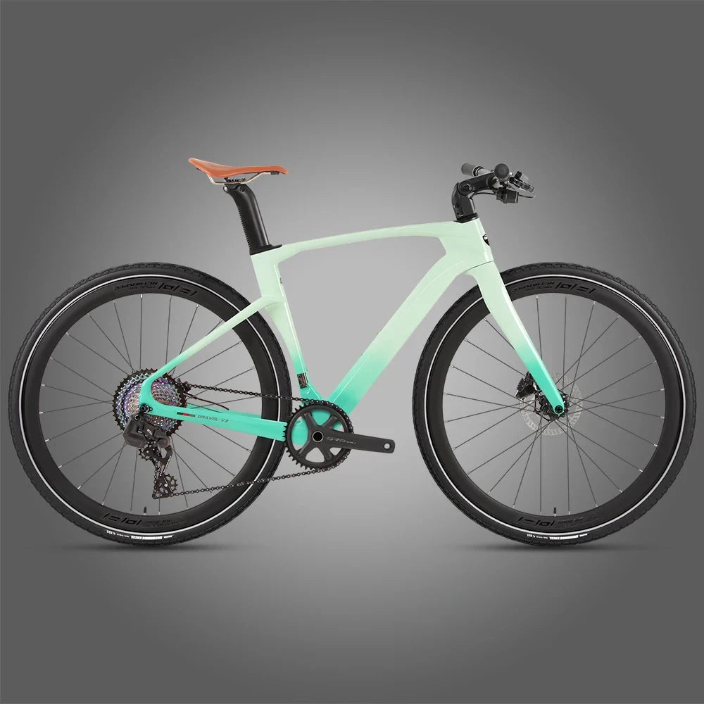 TWITTER GRAVEL-V3 Wheel Peak EDS radio variable 13speed Flat handlebar full carbon fiber gravel road bike hydraulic disc brakes GlowCart