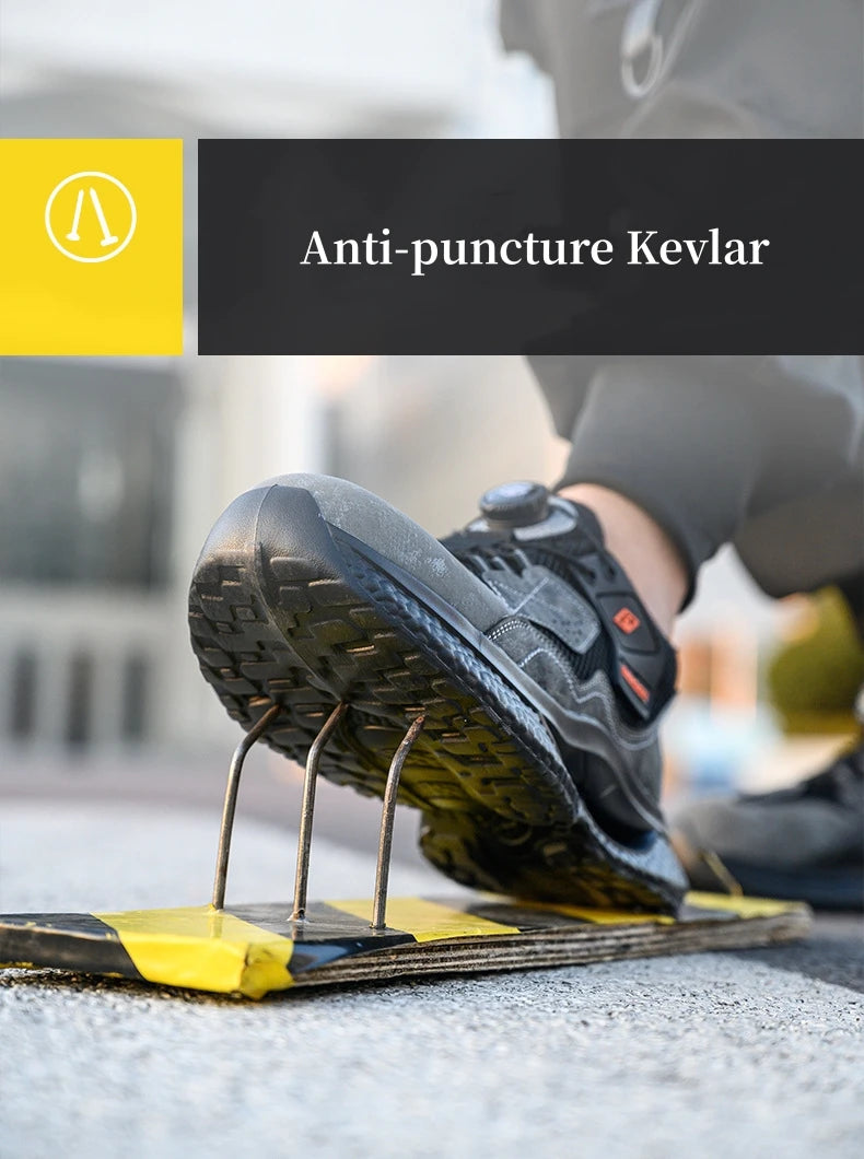 WOUDHONY Rotary Buckle Work Sneakers Protective Shoes Safety Industrial Puncture-Proof Anti-smash Steel Toe Shoes GlowCart