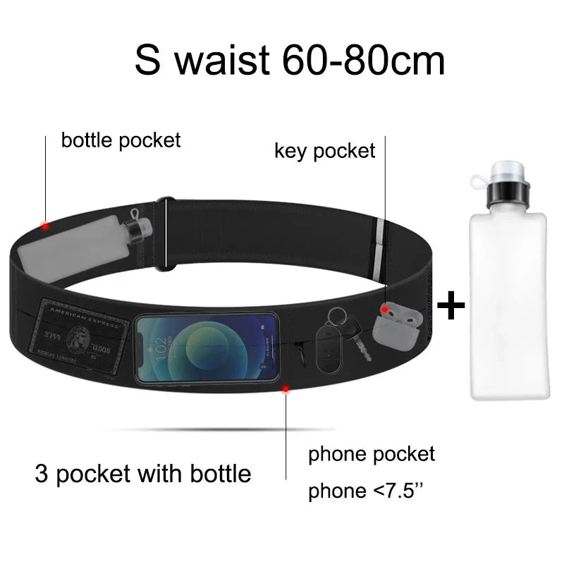 Running Belt Waist Bag with Water Bottle Women Sports Fanny Pack Men Phone Pouch Jogging Gym Bags Hydration Run Accessories GlowCart