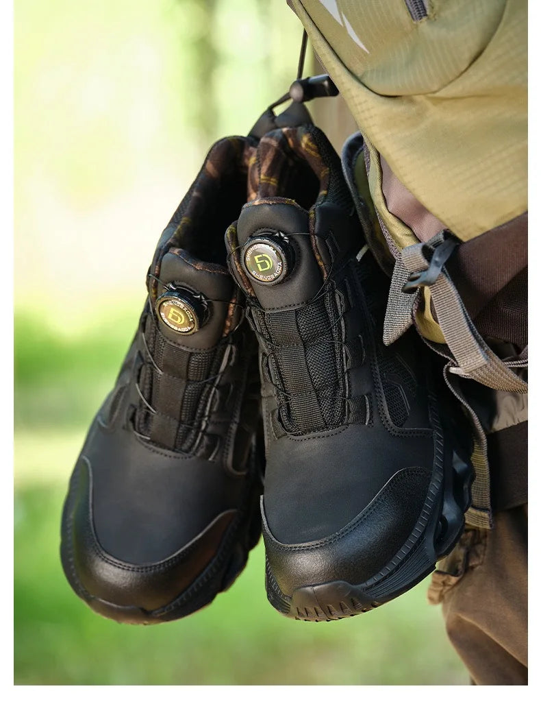 High-top men's all-season universal steel head anti-smash anti-puncture rotating buckle non-slip wear-resistant safety shoes GlowCart