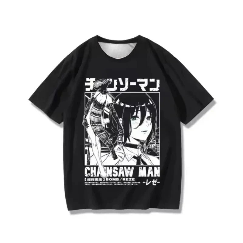 2025 New Winter and Autumn Hot Popular Chainsaw Man Leisa Anime Clothes Streetwear Graphic Oversized T Shirts Unisex Tops Tees GlowCart