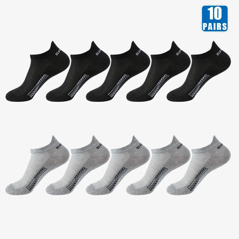 5/10 Pairs Cotton Men's Short Socks Crew Ankle Breathable Mesh Sports Casual Women Summer Low-Cut Thin Sock for Male GlowCart