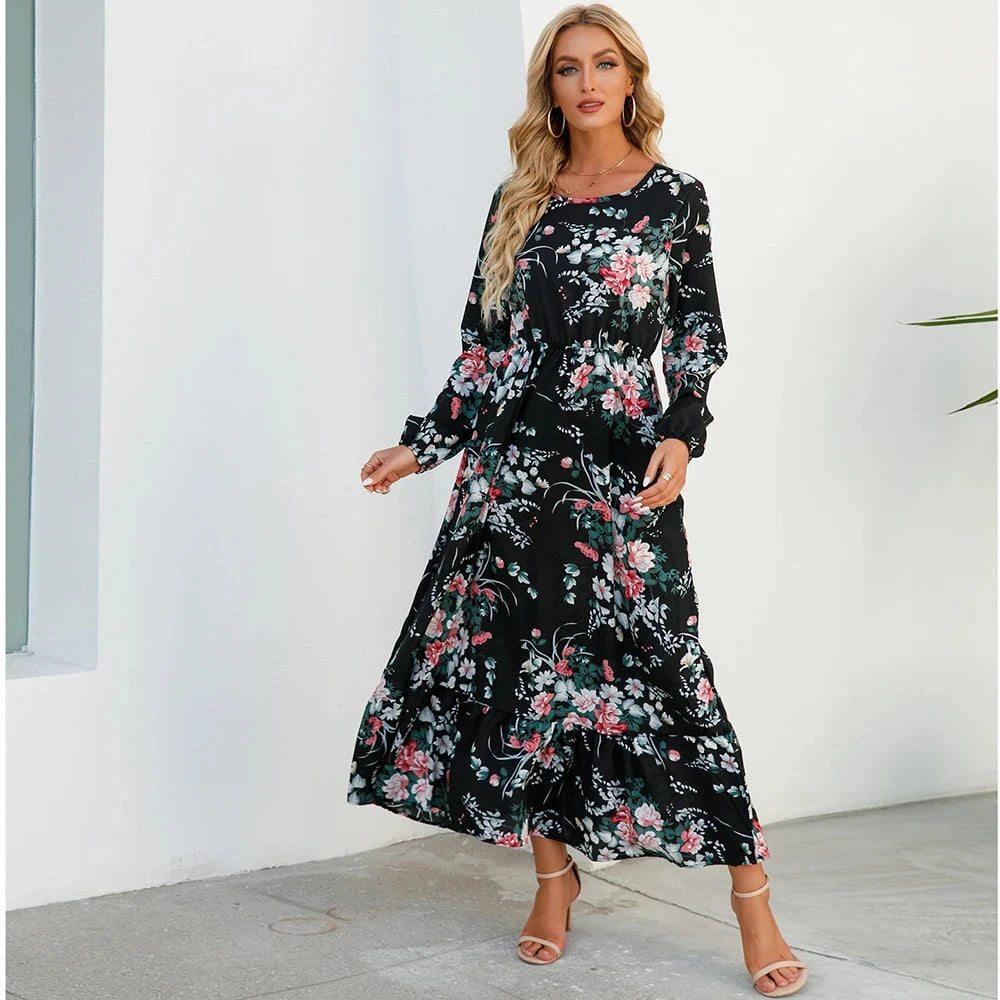 Women Maxi Dresses Sping Autumn Bohemian Casual Full Sleeve GlowCart