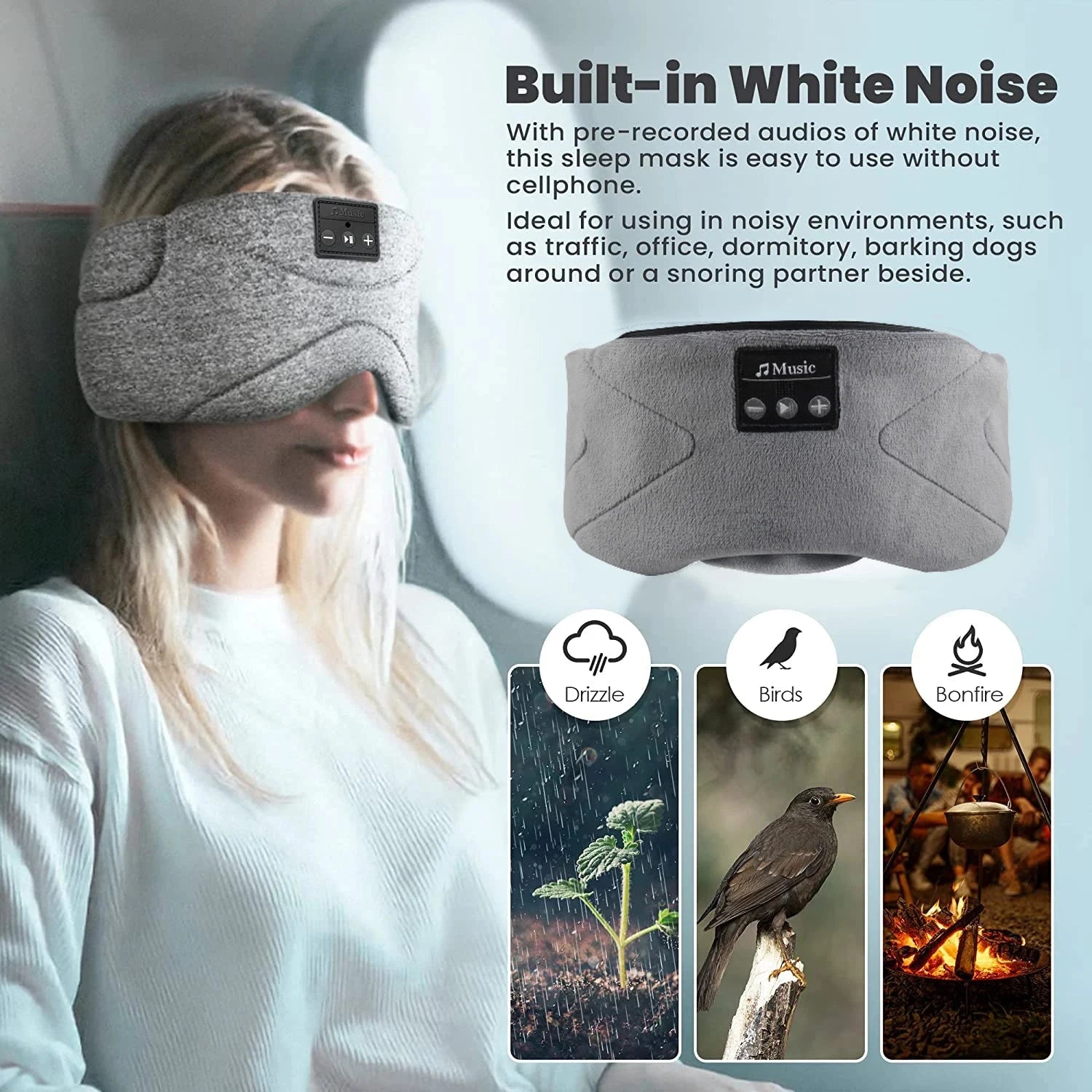 5.2 Bluetooth Headset Sleep Mask 24 White Noise Shading GlowCart