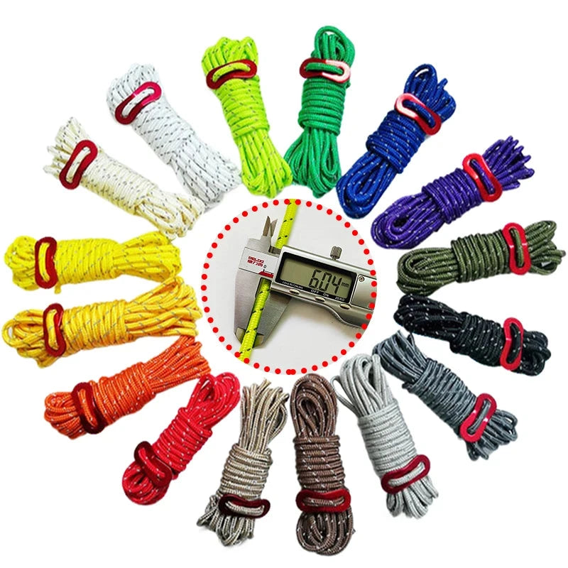 4M 6mm Reflective Guyline Tent Rope Multifunction Paracords GlowCart