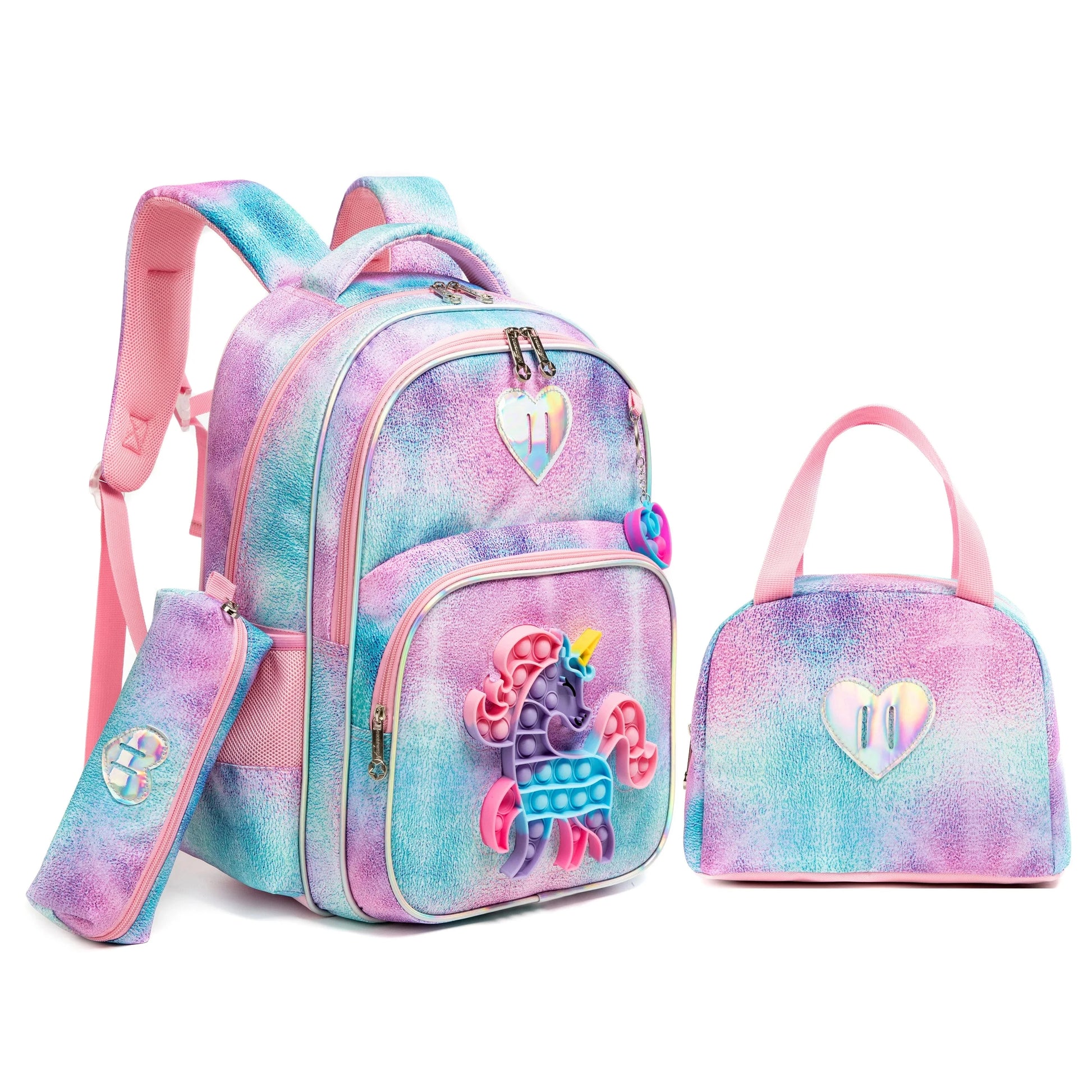 Meetbelify 16.5'' POP Backpack for Girls Kids  Elementary Preschool Student with Lunch Box Pencil Case 3 in 1 GlowCart