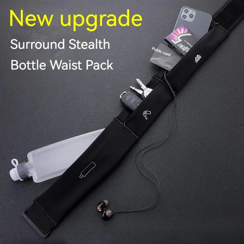 Invisible Sports Hydration Belt Bag Running Phone Belt Waist Pack With Water Bottle Holder for Men Women Cycling Hiking Walking GlowCart