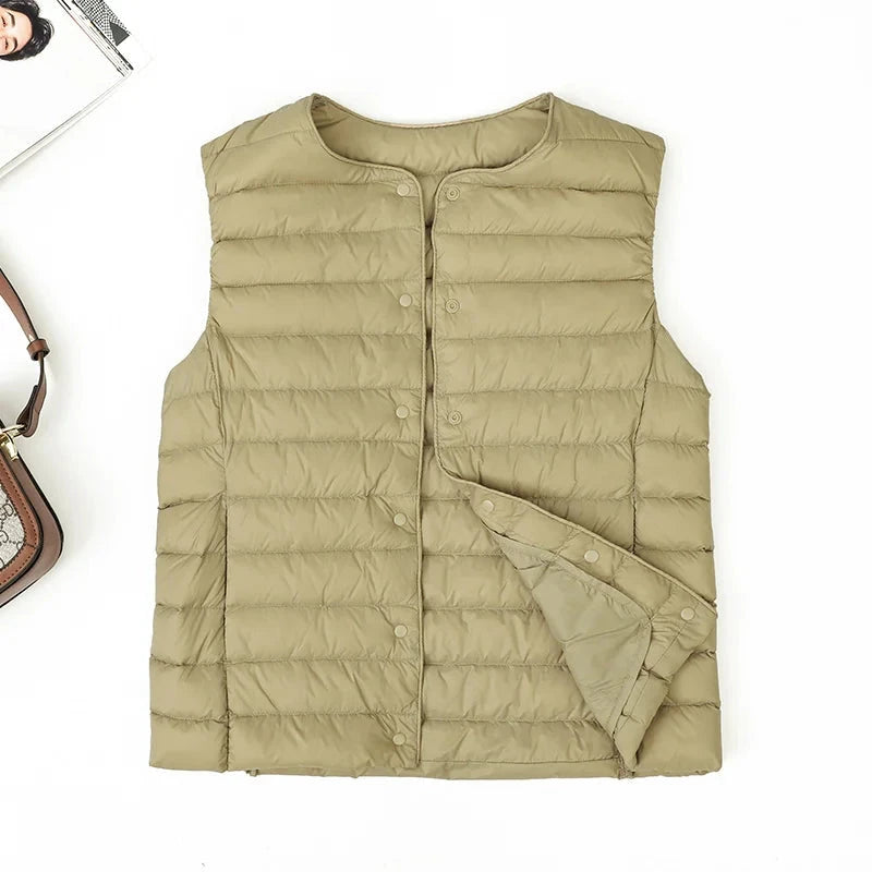 Women's Slim Fit Sleeveless Vest Ultra Lightweight White GlowCart