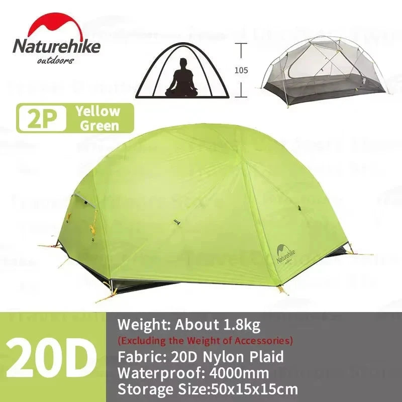Naturehike Mongar 2 Tent Ultralight Waterproof 20D Nylon GlowCart