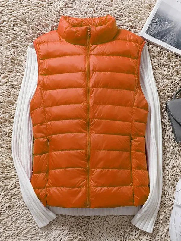 0-10℃ Women Puffer Vest Coat Autumn Winter Sleeveless Duck GlowCart