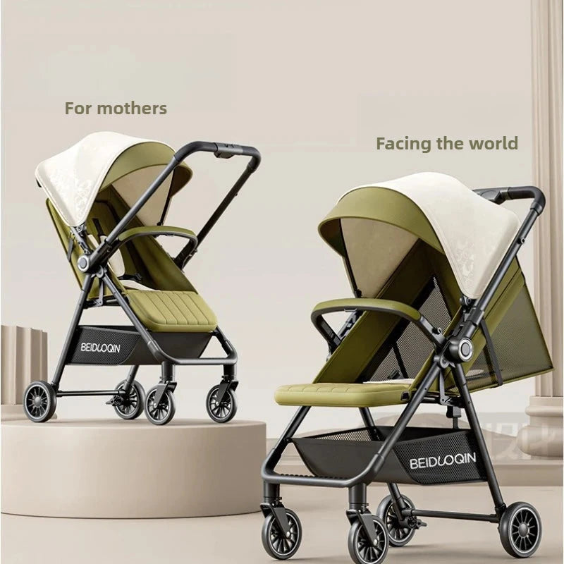 2025 New High-view Baby Stroller Foldable, Can Sit or Lie Two-way Sitting and Lying Function with One-touch Storage GlowCart