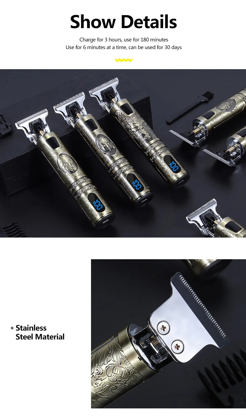 T9 LCD Electric Hairdresser Oil Shaving Head Electric Pusher GlowCart