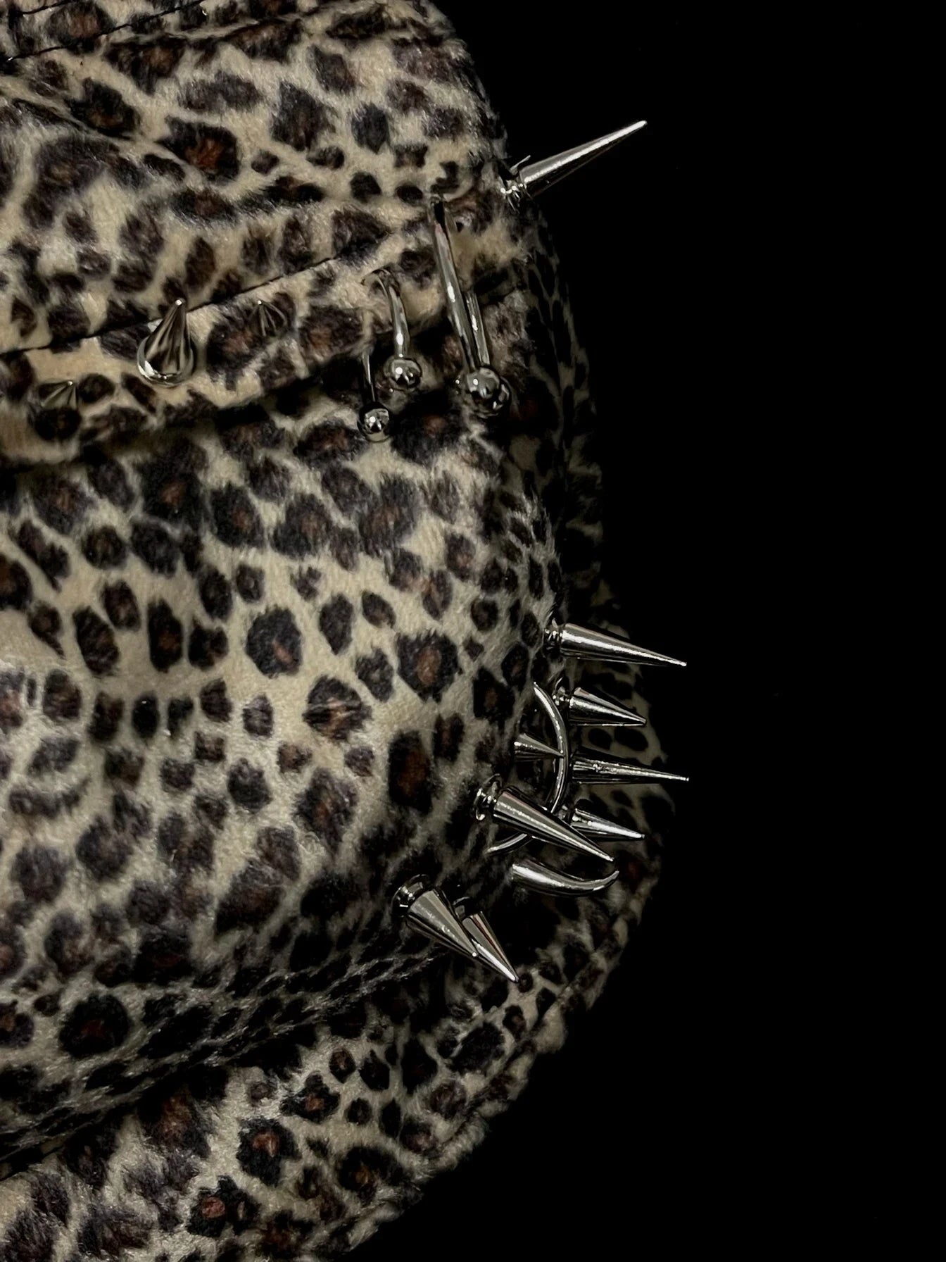 punk rivet leopard print backpack men's bag large capacity GlowCart