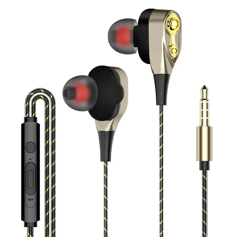 Explosive Double Moving Coil Headphones In Ear Subwoofer GlowCart