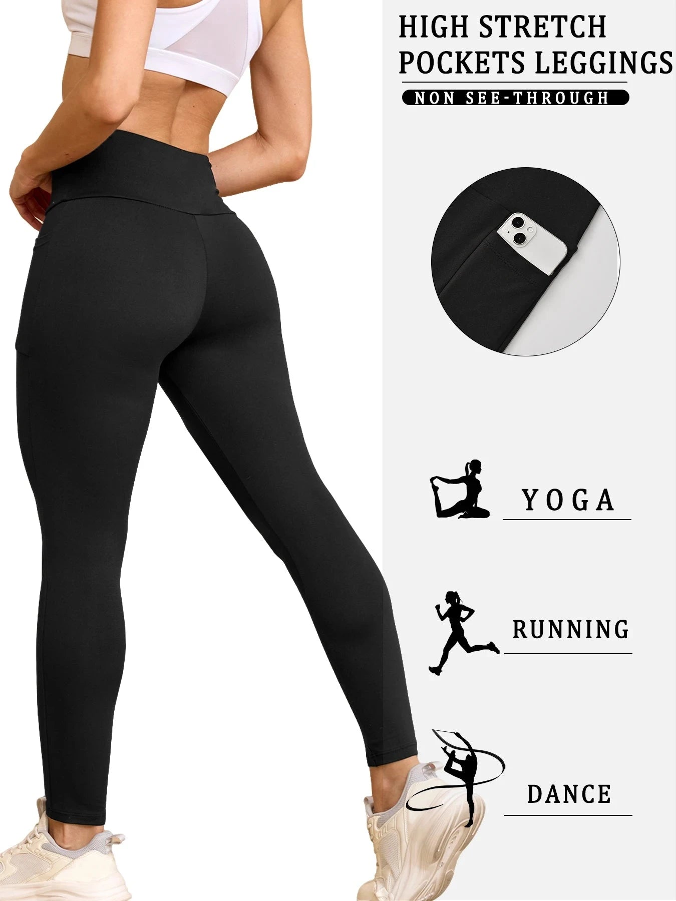 Super Soft Leggings with Pockets for Women，High Waisted GlowCart
