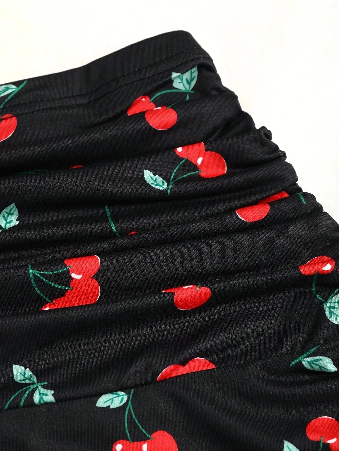 Summer Women's Swimsuit Cherry Print Ruffled Skirt Tight GlowCart