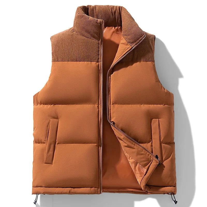 Men's Work Vest New Autumn Winter Thick Down Cotton Vest for GlowCart