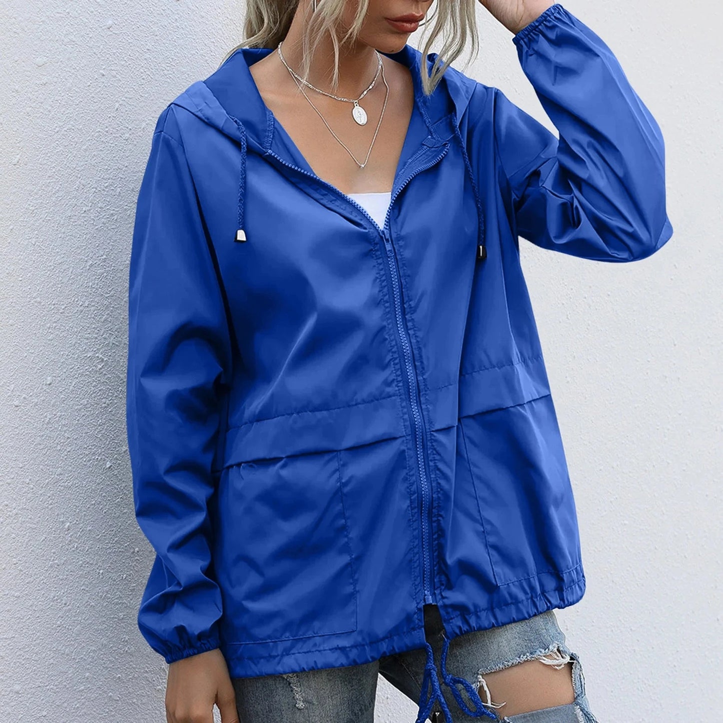 Solid Hooded Windproof Quick Dry Coat Ultra-Light Short GlowCart