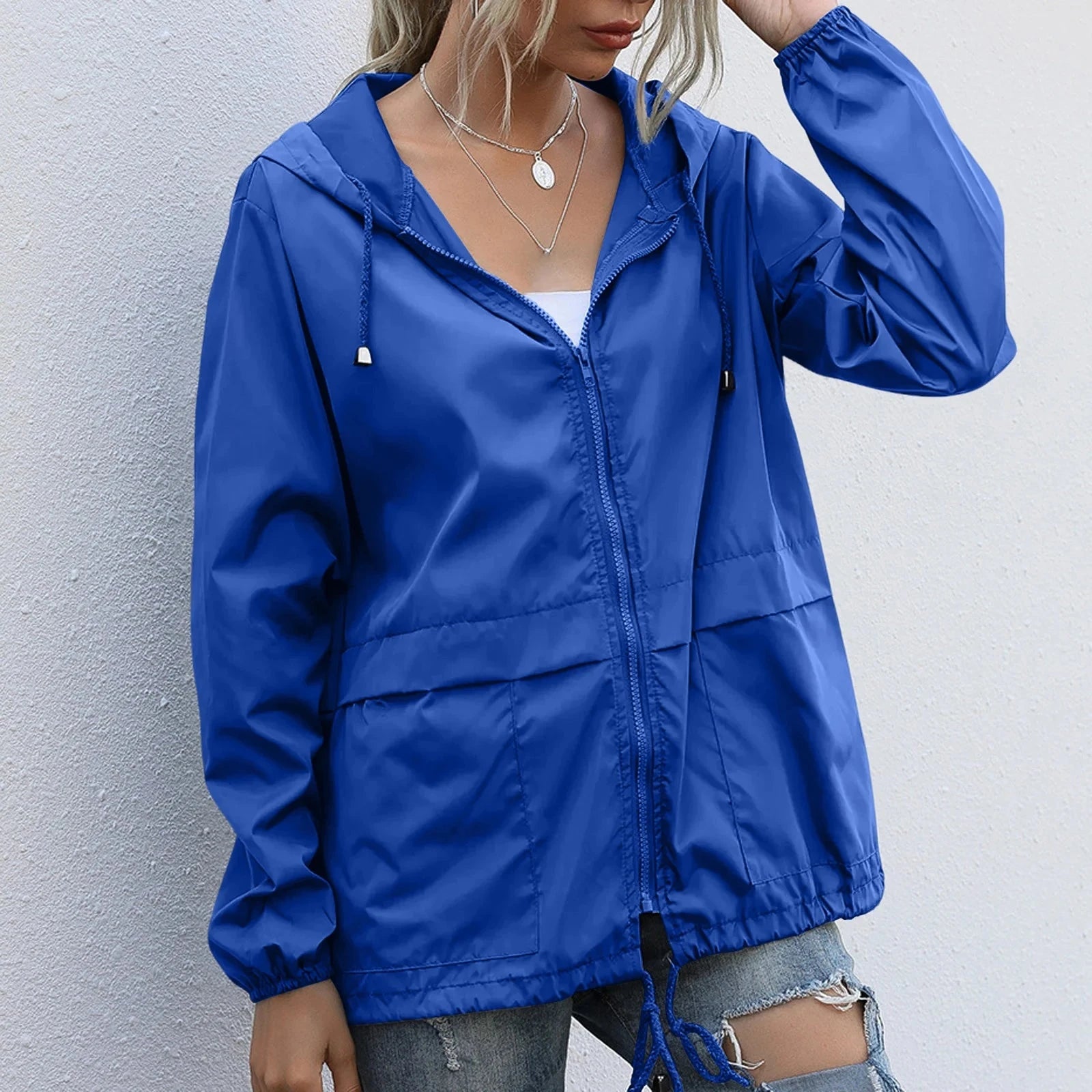 Solid Hooded Windproof Quick Dry Coat Ultra-Light Short GlowCart