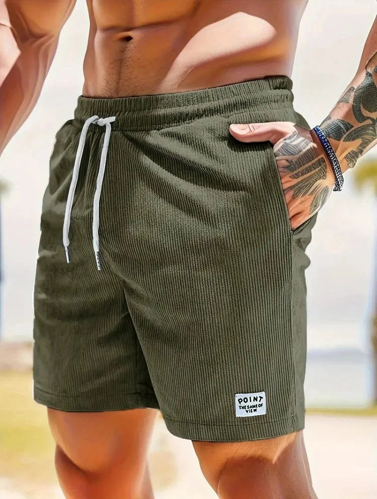 Summer Men Corduroy Shorts Casual Lightweight Loose fit GlowCart