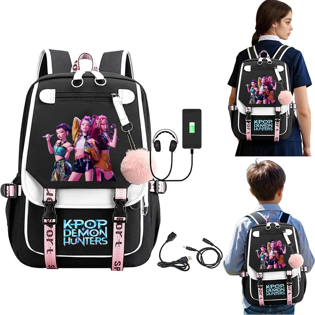 School Backpack for Students KPop Demon Huntes Daily Bagpack 2025 Hot Movie Print Backpacks for Girl Boy Laptop Usb Port Bag GlowCart