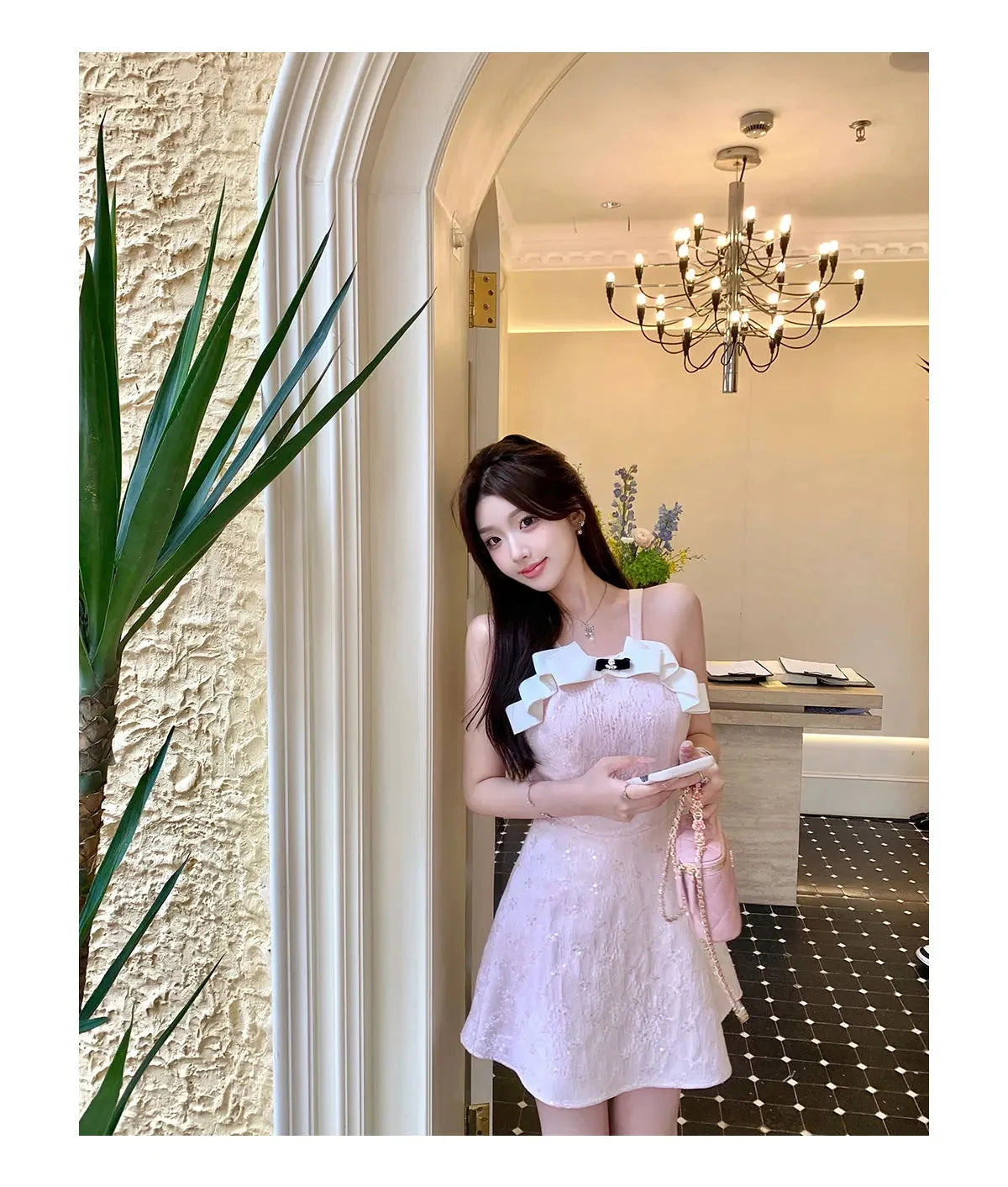 Kimotimo Sweet Jacquard Halter Birthday Dress Women Summer GlowCart