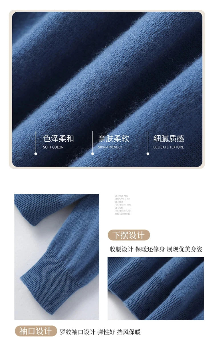 Women's Sweater 2025 Autumn Winter Knitted Pullovers V-neck GlowCart