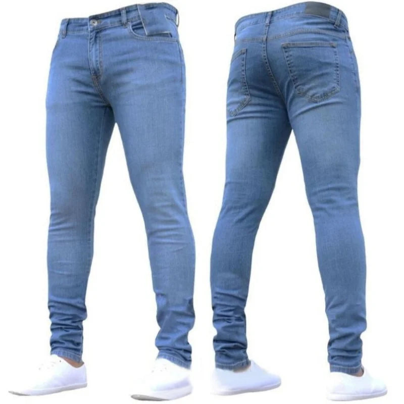 2024 Men Jeans Solid Pockets Stretch Denim Straight Pants Spring Summer Business Casual Trousers Daily Streetwear Men's Clothing GlowCart