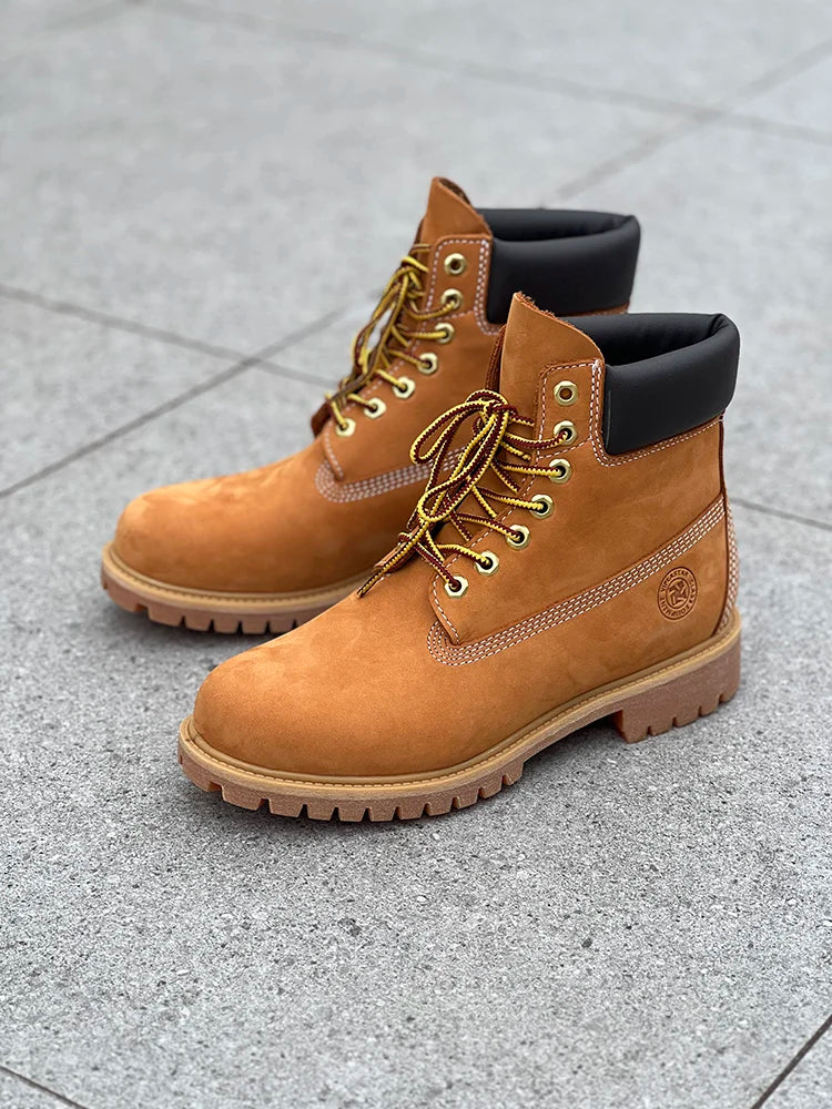 Men Fashion Outdoor Shoes Genuine Leather Boots 2025 Male Casual Waterproof Boots GlowCart