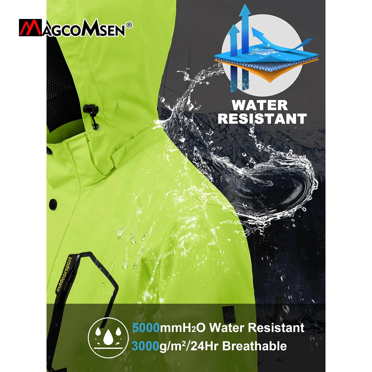 MAGCOMSEN Lightweight Jackets Mens Mesh Lined Rain Jackets GlowCart