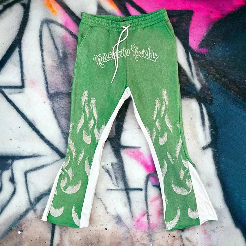 Y2k Flared Pants Men Loose 3D Print Trousers Casual GlowCart