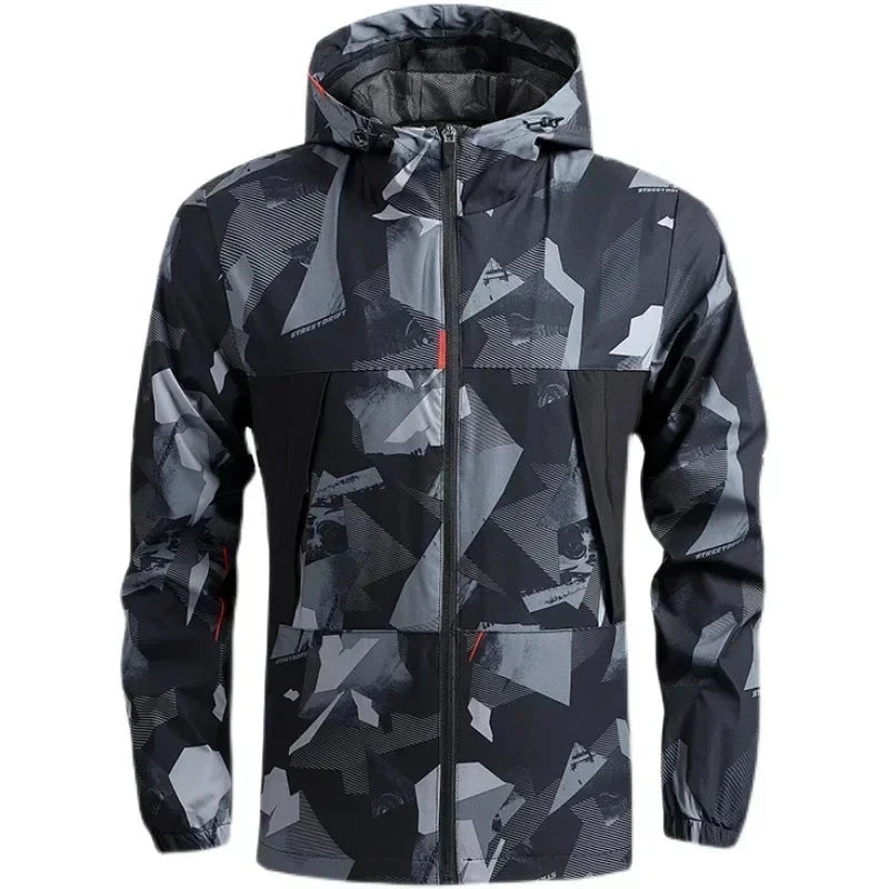 2025 Men's Windbreaker Hooded Jackets Man Hiking Outdoor GlowCart